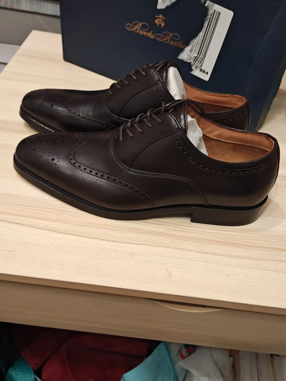 Brooks Brothers Dark Brown Leather Wingtip Oxfords 8